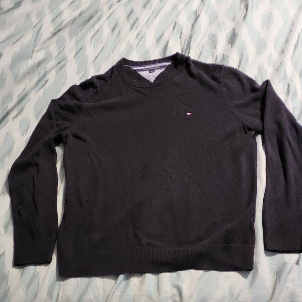 Tommy Hilfiger Men's Large Pullover Sweater Black Long‎ Sleeve